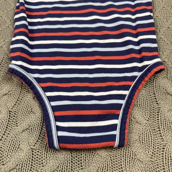 Classic Prep Striped Navy and Red Baby Onesie with Peter Pan Collar - 12/18M - Picture 12 of 13